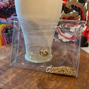 Clear purse, gold hardware